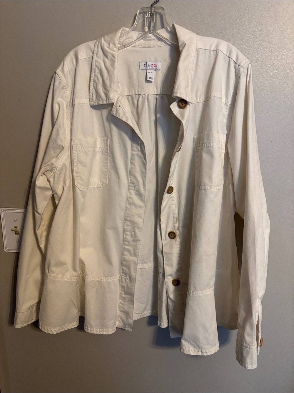Denim&Co Cream Button-Front Jean Jacket